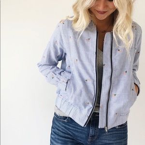 Roolee Boutique Striped Floral Bomber